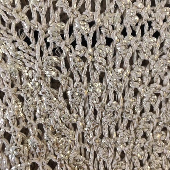 Elie Tahari Silk Cotton Shrug Cardigan Tan Gold Metallic Holiday Christmas Party - Picture 4 of 6